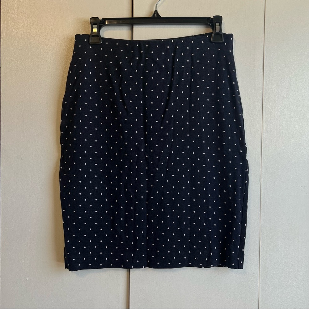 Navy Polka Dot Pencil Skirt